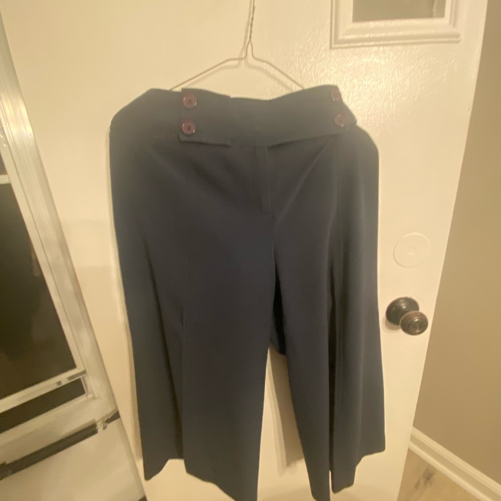 Navy Wide-Leg Nautical with Button Detail EUC